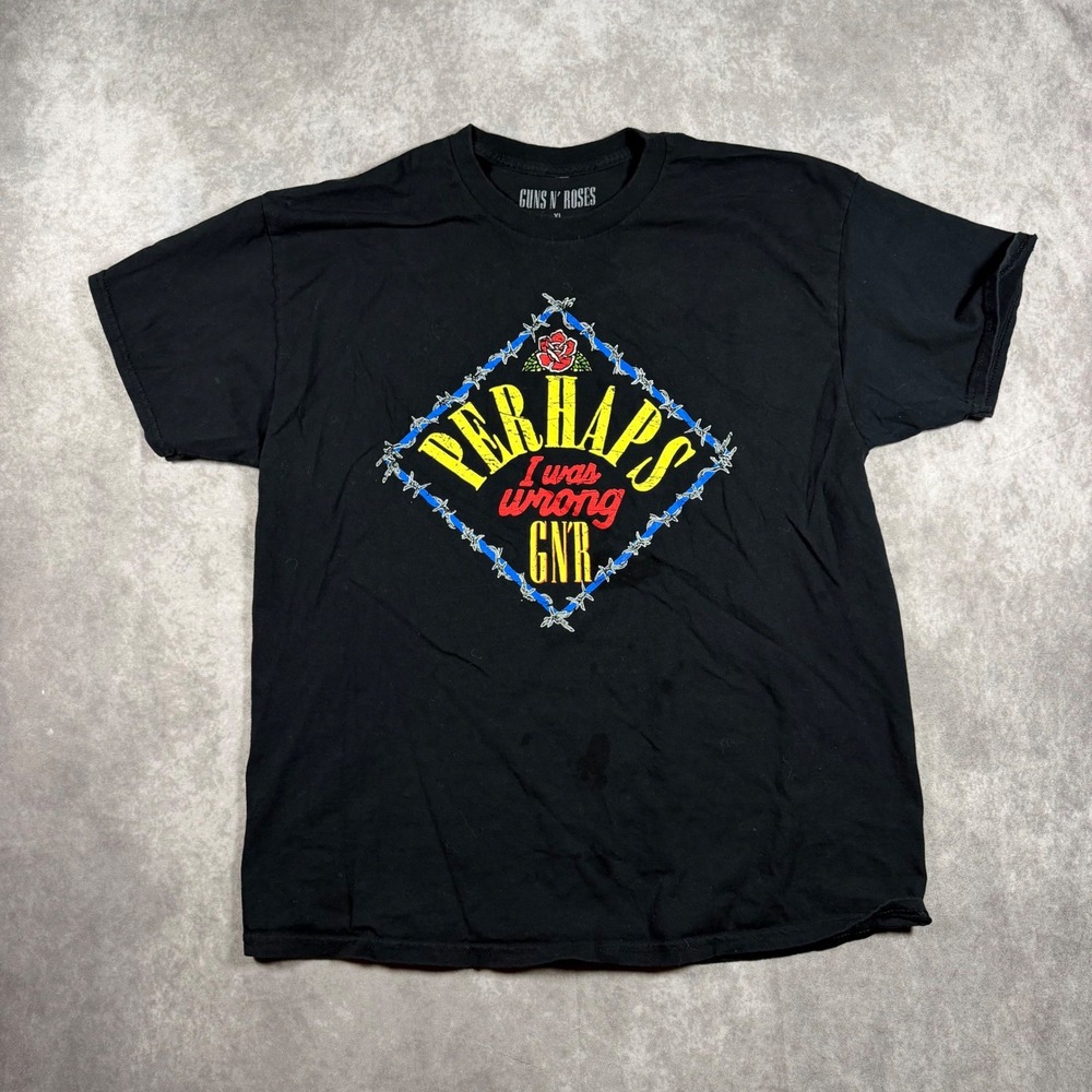 Guns N Roses Perhaps I Was Wrong GNR Band Graphic T-Shirt Black Men XL Two Sided